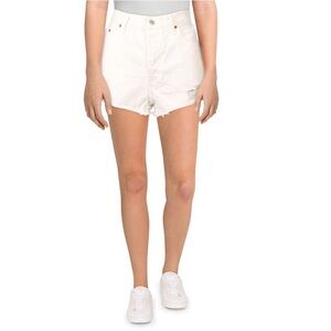 Signature by Levi Strauss Women's White High Waist Distressed Denim Shorts